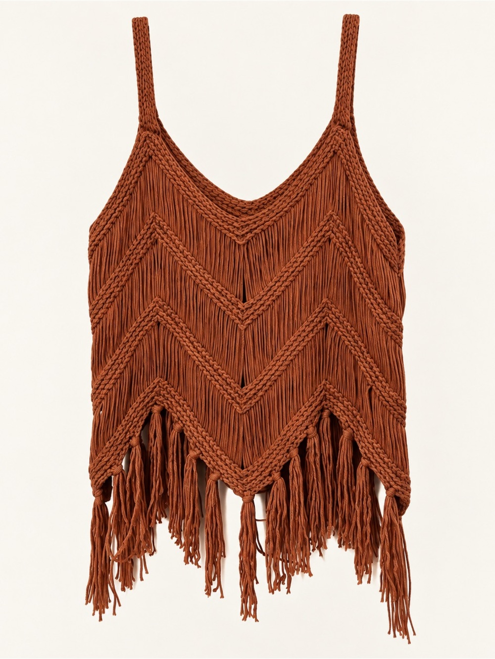 Amazon Rust Crochet Fringe Camisole